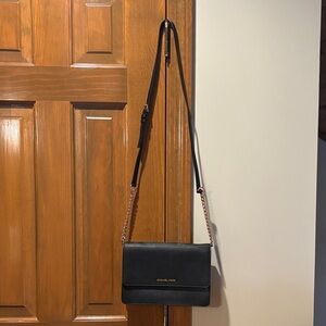Michael Kors Black Crossbody Bag with Gold Accents